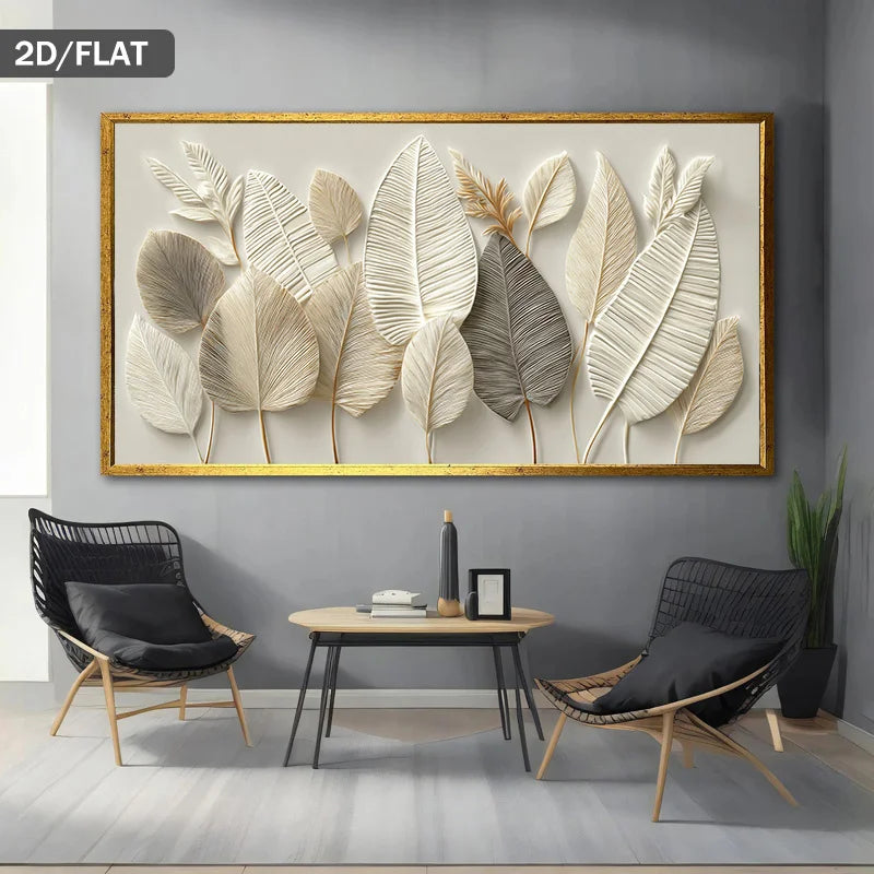 Beige & Neutral Leaf Abstract Wall Art – Modern Minimalist Nature‑Inspired Canvas Print Artwork for Contemporary Living Room & Apartment Decor