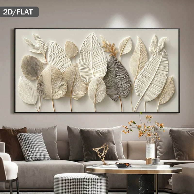 Beige & Neutral Leaf Abstract Wall Art – Modern Minimalist Nature‑Inspired Canvas Print Artwork for Contemporary Living Room & Apartment Decor