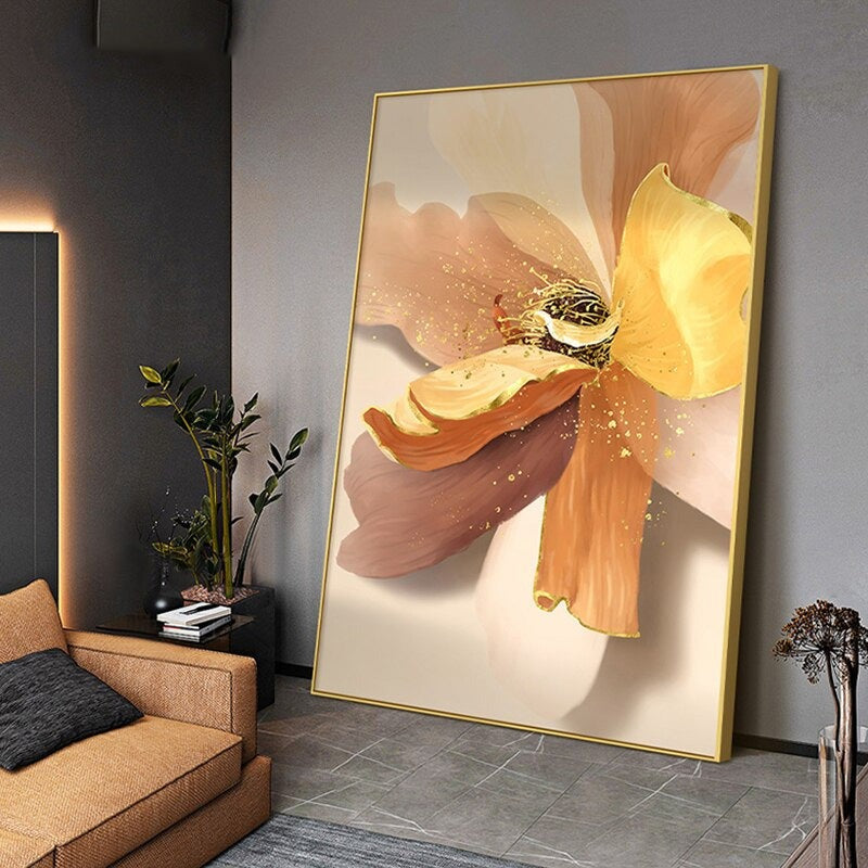 Big Floral Abstract Wall Art Fine Art Canvas Prints - Modern Botanical Artwork For Foyer Living Room Office Art For Contemporary Interiors