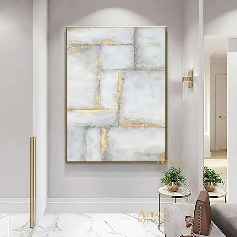 Big Sizes Modern Geometric Abstract Wall Art – Neutral Color Palettes Minimalist Luxury Contemporary Hallway Décor Aesthetic