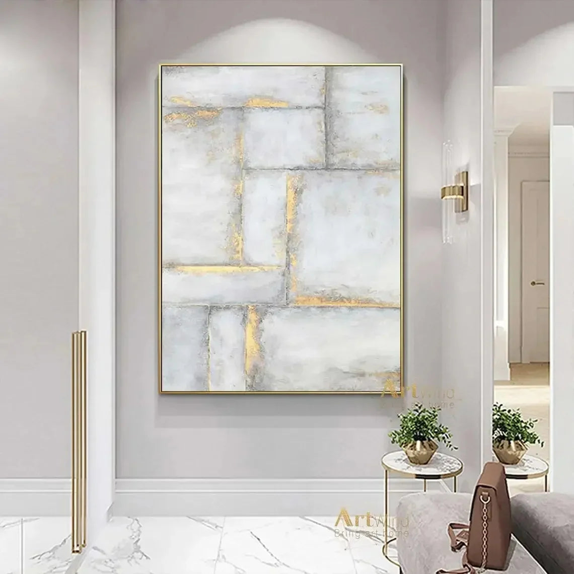 Big Sizes Modern Geometric Abstract Wall Art – Neutral Color Palettes Minimalist Luxury Contemporary Hallway Décor Aesthetic