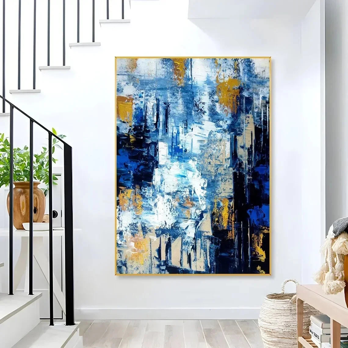 Big Sizes Modern Geometric Abstract Wall Art – Neutral Color Palettes Minimalist Luxury Contemporary Hallway Décor Aesthetic