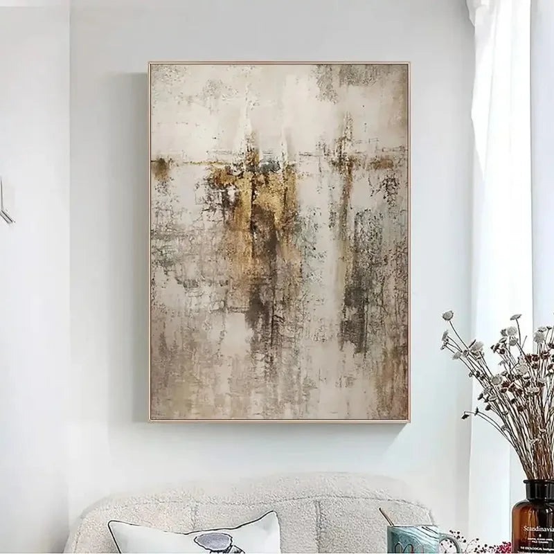 Big Sizes Modern Geometric Abstract Wall Art – Neutral Color Palettes Minimalist Luxury Contemporary Hallway Décor Aesthetic