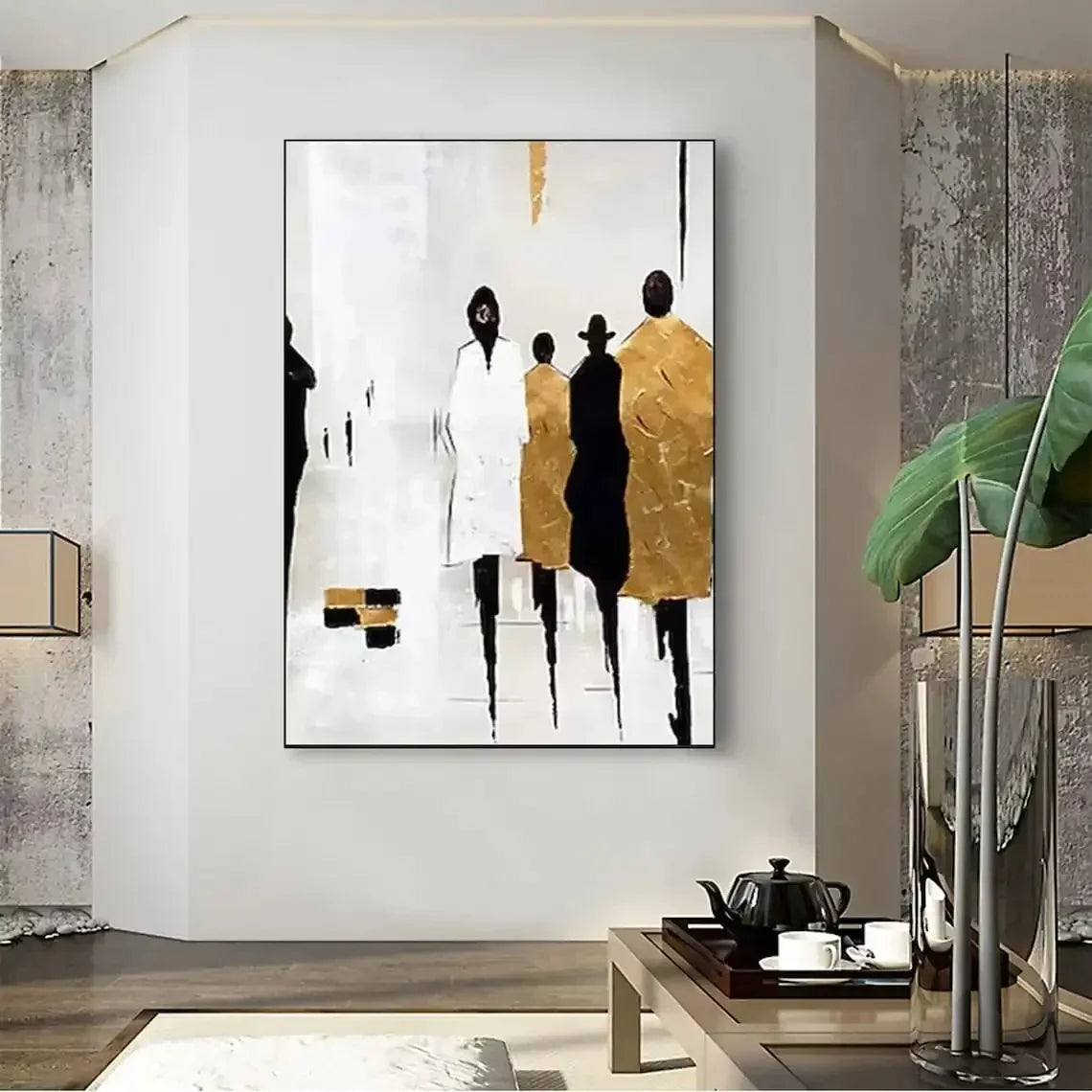Big Sizes Modern Geometric Abstract Wall Art – Neutral Color Palettes Minimalist Luxury Contemporary Hallway Décor Aesthetic
