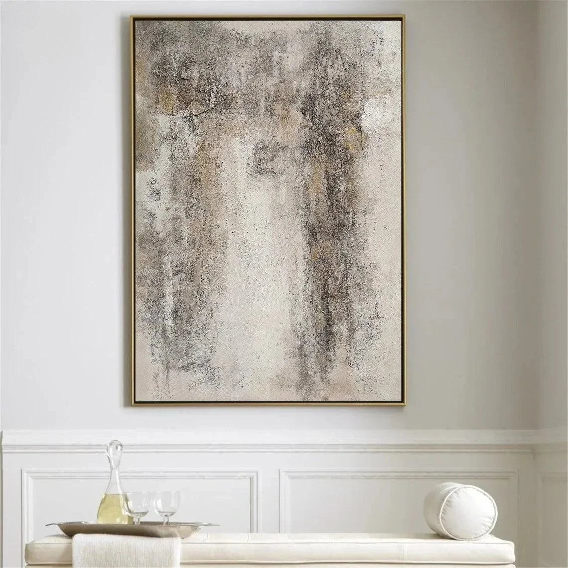 Big Sizes Modern Geometric Abstract Wall Art – Neutral Color Palettes Minimalist Luxury Contemporary Hallway Décor Aesthetic