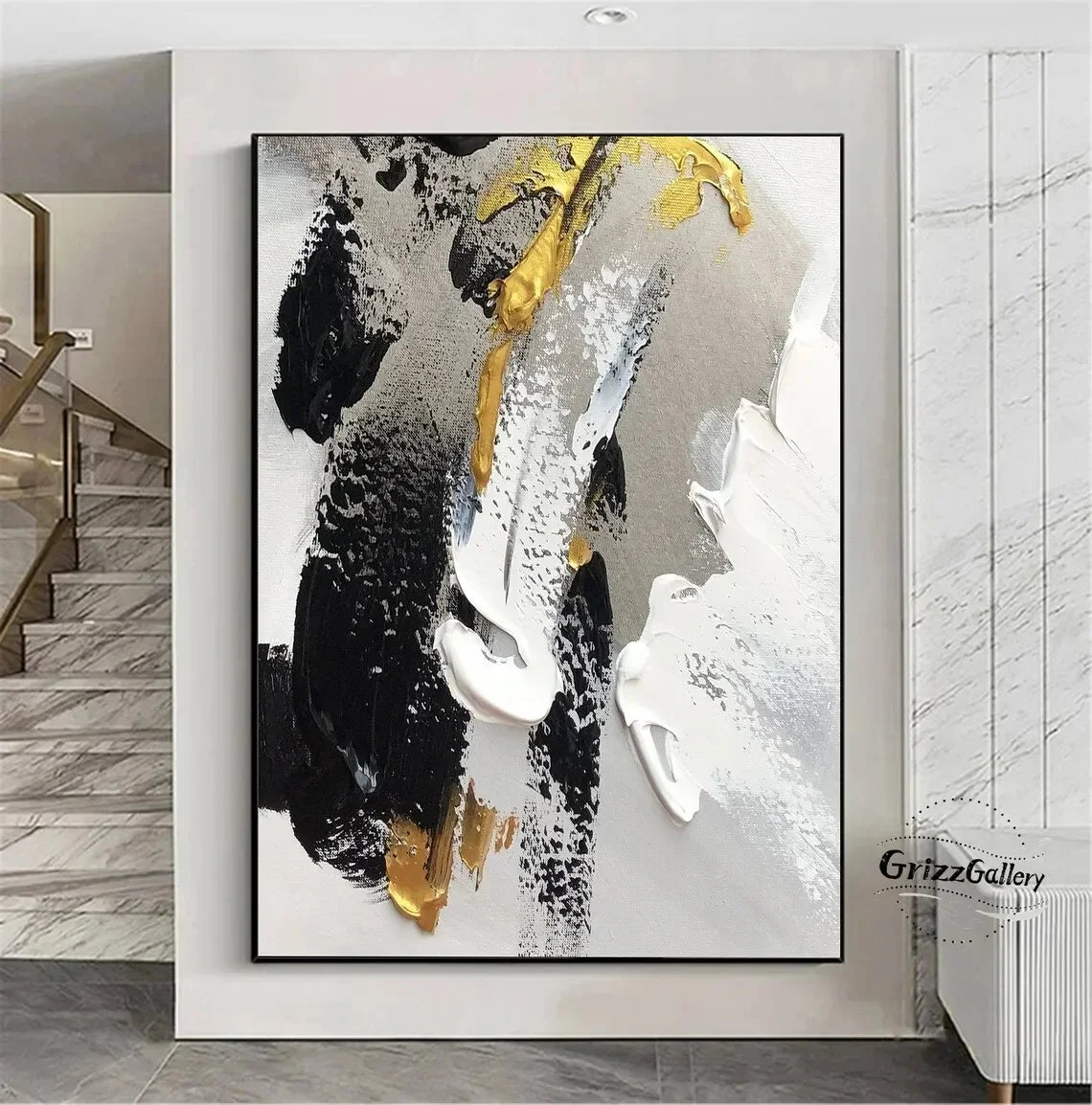 Big Sizes Modern Geometric Abstract Wall Art – Neutral Color Palettes Minimalist Luxury Contemporary Hallway Décor Aesthetic