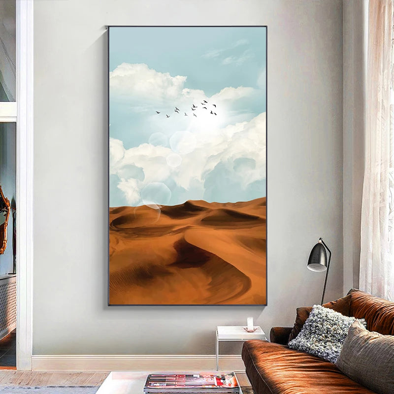 Big Sky Abstract Landscape Wall Art Fine Art Canvas Prints - Tall Vertical Format Pictures For Living Room Dining Room Entrance Hallway Foyer Art Decor 2025