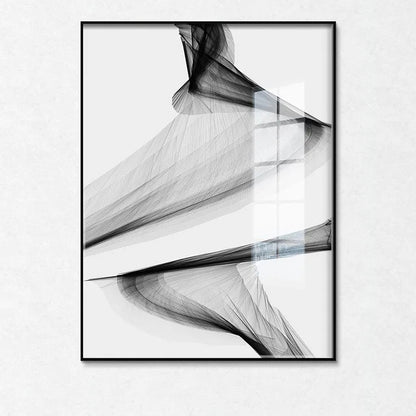 Black White Flowing Lines Abstract Minimalist Wall Art Fine Art Canvas Prints - Pictures For Modern Apartment Living Room Dining Room Art For Contemporary Interiors