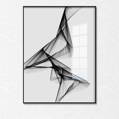 Black White Flowing Lines Abstract Minimalist Wall Art Fine Art Canvas Prints - Pictures For Modern Apartment Living Room Dining Room Art For Contemporary Interiors