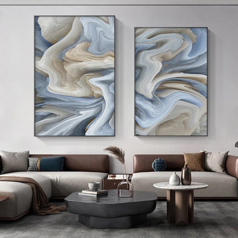 Blue Grey Alien Cloud Wall Art Fine Art Canvas Prints - Modern Art For Living Room, Bedroom, Art Contemporary Interiors