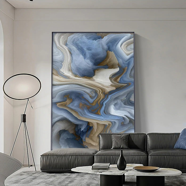 Blue Grey Alien Cloud Wall Art Fine Art Canvas Prints - Modern Art For Living Room, Bedroom, Art Contemporary Interiors