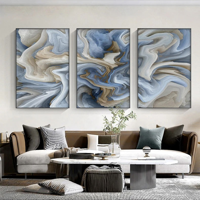 Blue Grey Alien Cloud Wall Art Fine Art Canvas Prints - Modern Art For Living Room, Bedroom, Art Contemporary Interiors