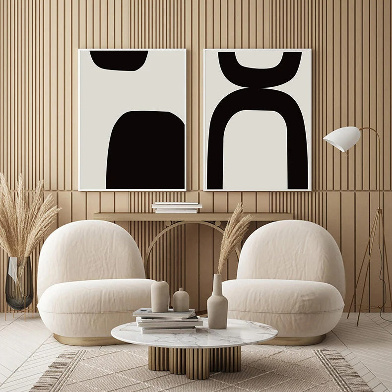 Bold Minimalist Black White Abstract Wall Art Fine Art Canvas Prints - Pictures For Modern Apartment Living Room Bedroom Art For Contemporary Office Interiors