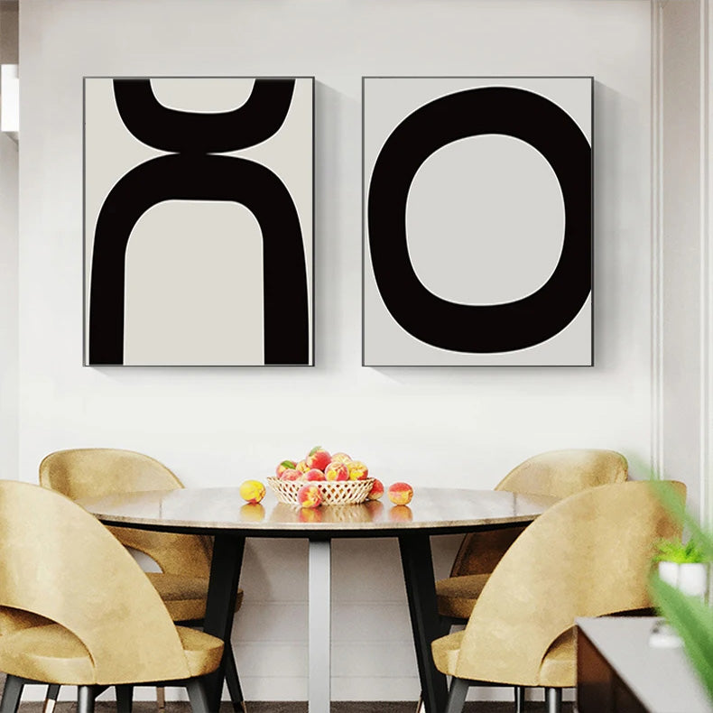 Bold Minimalist Black White Abstract Wall Art Fine Art Canvas Prints - Pictures For Modern Apartment Living Room Bedroom Art For Contemporary Office Interiors