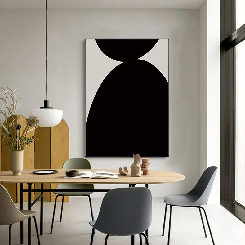 Bold Minimalist Black White Abstract Wall Art Fine Art Canvas Prints - Pictures For Modern Apartment Living Room Bedroom Art For Contemporary Office Interiors