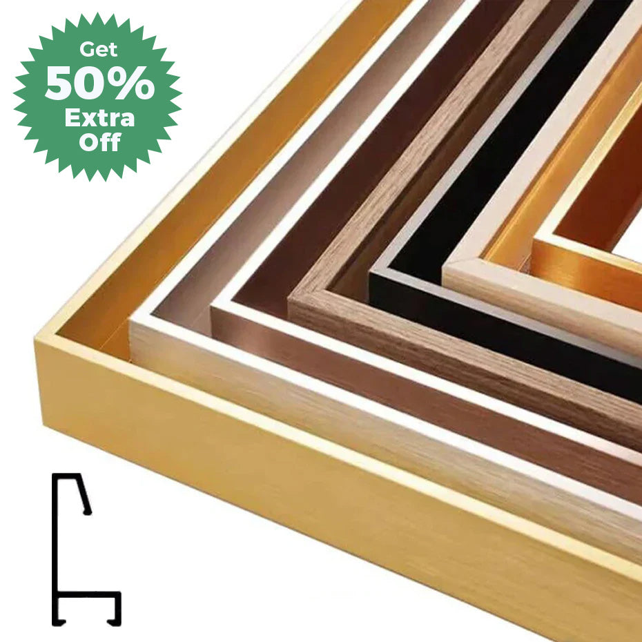 Brushed Gold Titanium Walnut Metal Picture Frame Kit 60x90cm 50x70cm DIY Frame Kit For Framing Canvas Prints With Wooden Frame - 8 Colors