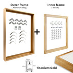 Brushed Gold Titanium Walnut Metal Picture Frame Kit 60x90cm 50x70cm DIY Frame Kit For Framing Canvas Prints With Wooden Frame - 8 Colors