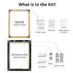 Brushed Gold Titanium Walnut Metal Picture Frame Kit 60x90cm 50x70cm DIY Frame Kit For Framing Canvas Prints With Wooden Frame - 8 Colors