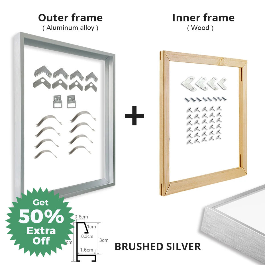 Brushed Gold Titanium Walnut Metal Picture Frame Kit 60x90cm 50x70cm DIY Frame Kit For Framing Canvas Prints With Wooden Frame - 8 Colors