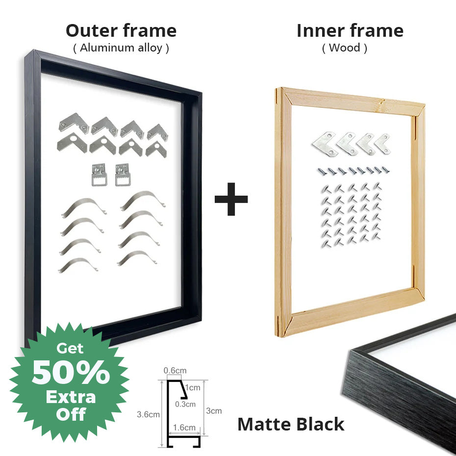 Brushed Gold Titanium Walnut Metal Picture Frame Kit 60x90cm 50x70cm DIY Frame Kit For Framing Canvas Prints With Wooden Frame - 8 Colors