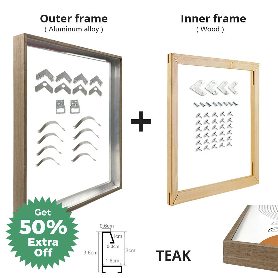 Brushed Gold Titanium Walnut Metal Picture Frame Kit 60x90cm 50x70cm DIY Frame Kit For Framing Canvas Prints With Wooden Frame - 8 Colors
