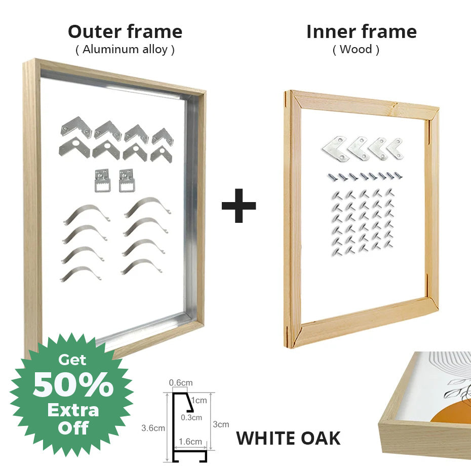 Brushed Gold Titanium Walnut Metal Picture Frame Kit 60x90cm 50x70cm DIY Frame Kit For Framing Canvas Prints With Wooden Frame - 8 Colors