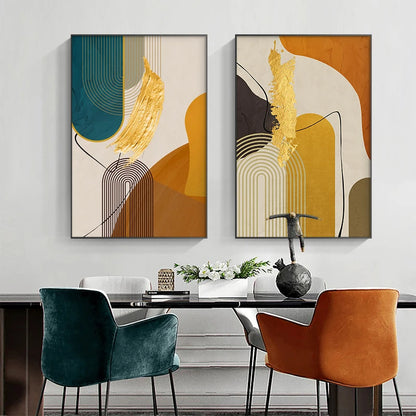 Colorful Abstract Nordic Wall Art Fine Art Canvas Prints - Pictures For Modern Apartment Living Room Dining Room Art For Contemporary Home Office Interiors