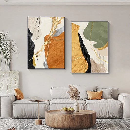 Colorful Nordic Abstract Color Block Wall Art Fine Art Canvas Prints - Modern Art For Living Room Bedroom Art For Contemporary Interiors 2025