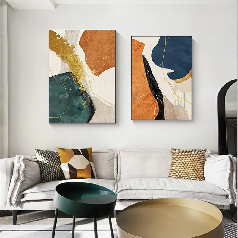 Colorful Nordic Abstract Color Block Wall Art Fine Art Canvas Prints - Modern Art For Living Room Bedroom Art For Contemporary Interiors 2025