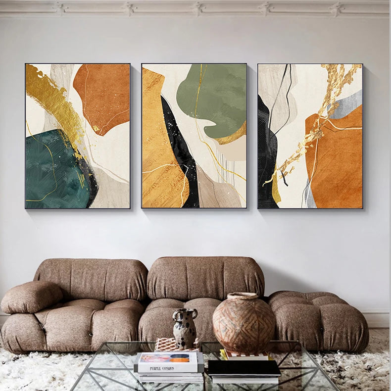 Colorful Nordic Abstract Color Block Wall Art Fine Art Canvas Prints - Modern Art For Living Room Bedroom Art For Contemporary Interiors 2025