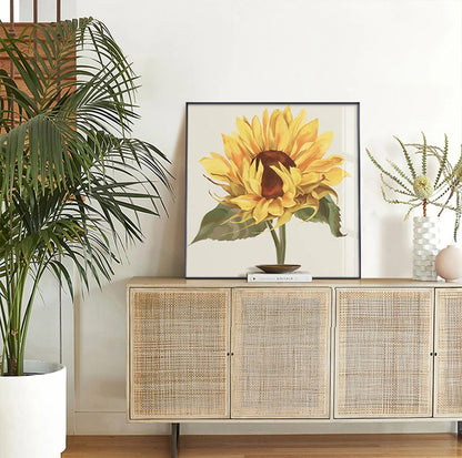 Colorful Sunflower Wall Art Square Format Fine Art Canvas Prints - Modern Botanical Pictures For Living Room Dining Room Simple Art For Kitchen Cafe Diner Restaurant Art