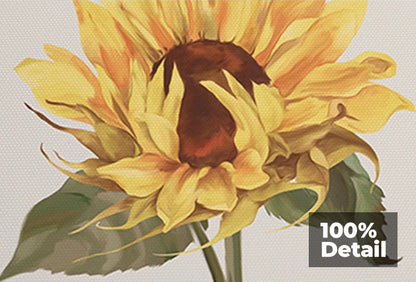 Colorful Sunflower Wall Art Square Format Fine Art Canvas Prints - Modern Botanical Pictures For Living Room Dining Room Simple Art For Kitchen Cafe Diner Restaurant Art