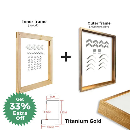DIY Luxury Picture Frame Kit 60x90cm 50x70cm 40x50cm etc Titanium Gold Teak Walnut Brushed Silver Aluminium Black - DIY Picture Framing Kit For Canvas Prints + Wooden Inner Frame