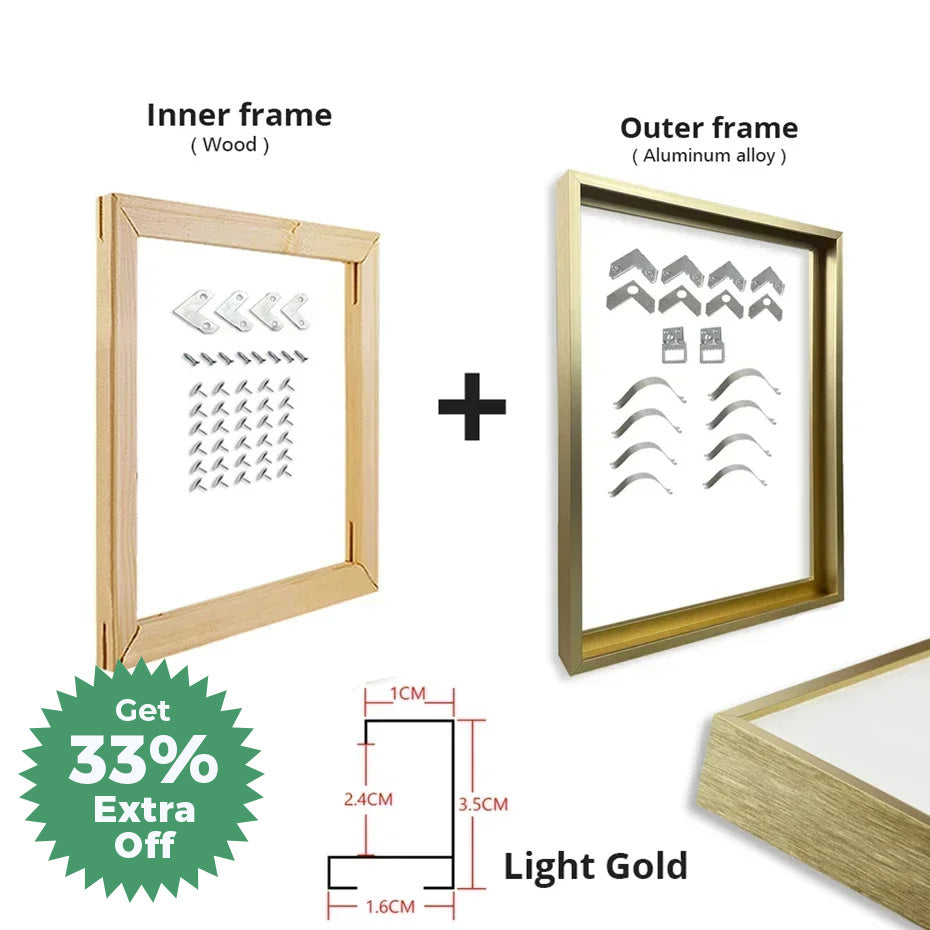 DIY Luxury Picture Frame Kit 60x90cm 50x70cm 40x50cm etc Titanium Gold Teak Walnut Brushed Silver Aluminium Black - DIY Picture Framing Kit For Canvas Prints + Wooden Inner Frame