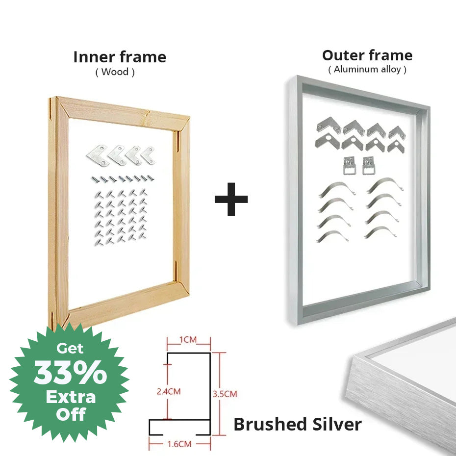DIY Luxury Picture Frame Kit 60x90cm 50x70cm 40x50cm etc Titanium Gold Teak Walnut Brushed Silver Aluminium Black - DIY Picture Framing Kit For Canvas Prints + Wooden Inner Frame