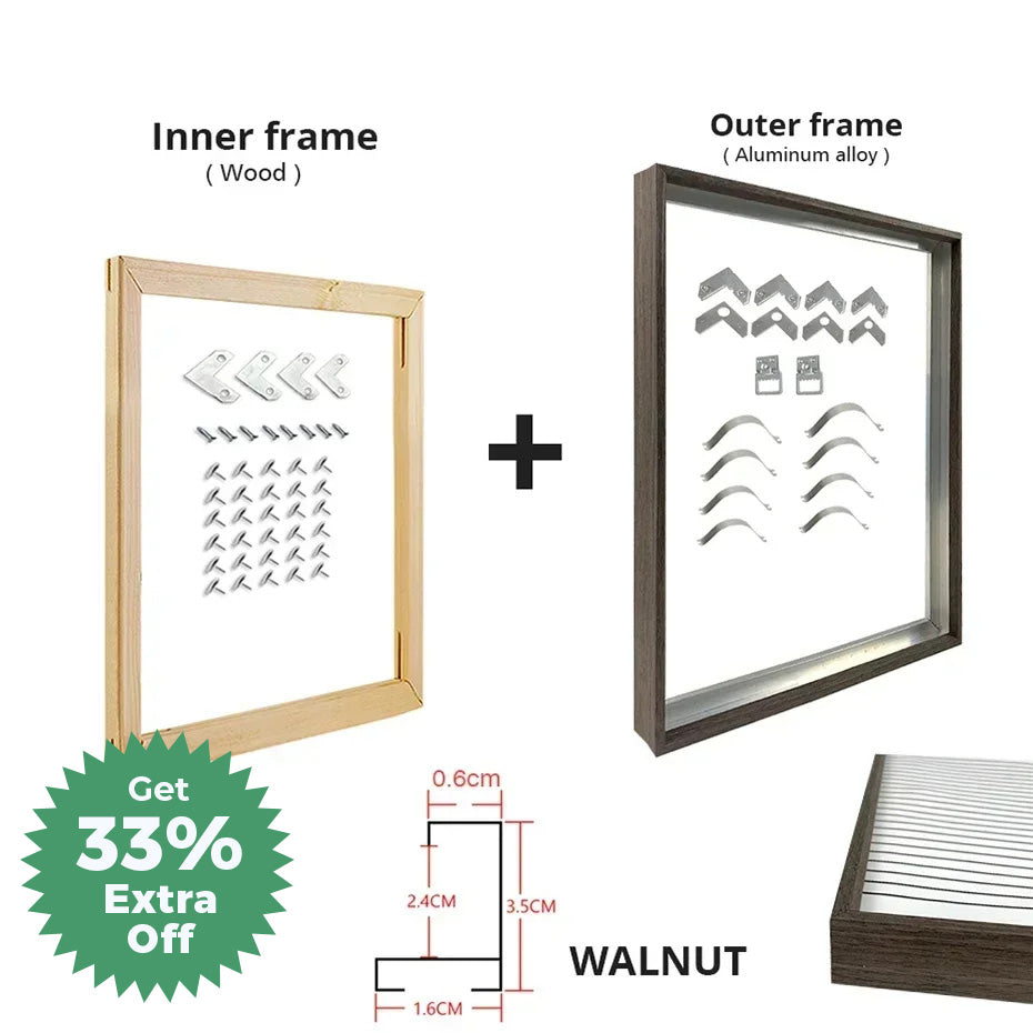 DIY Luxury Picture Frame Kit 60x90cm 50x70cm 40x50cm etc Titanium Gold Teak Walnut Brushed Silver Aluminium Black - DIY Picture Framing Kit For Canvas Prints + Wooden Inner Frame