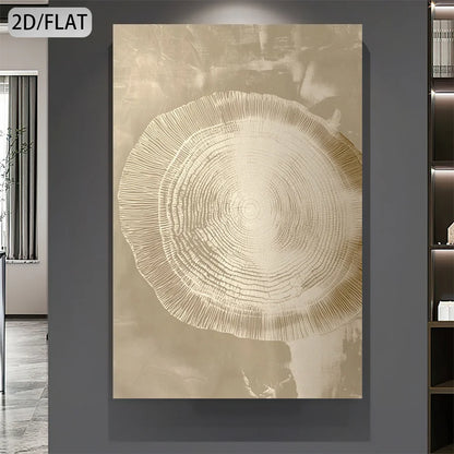 Gold Tree Ring Canvas Print Wall Art – Modern Metallic Wood Grain Abstract Design on Dark Background for Luxury Living Room, Bedroom & Contemporary Home Décor (Unframed)