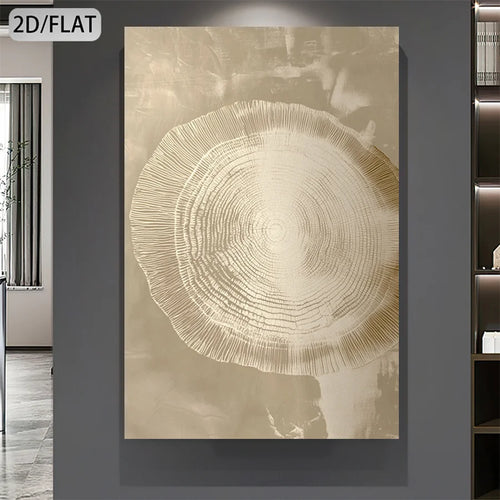 Gold Tree Ring Canvas Print Wall Art – Modern Metallic Wood Grain Abstract Design on Dark Background for Luxury Living Room, Bedroom & Contemporary Home Décor (Unframed)