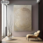 Gold Tree Ring Wall Art – Metallic Circular Wood Grain Pattern Design – Modern Neutral Unframed Canvas Print for Minimalist Living Room & Contemporary Home Deco