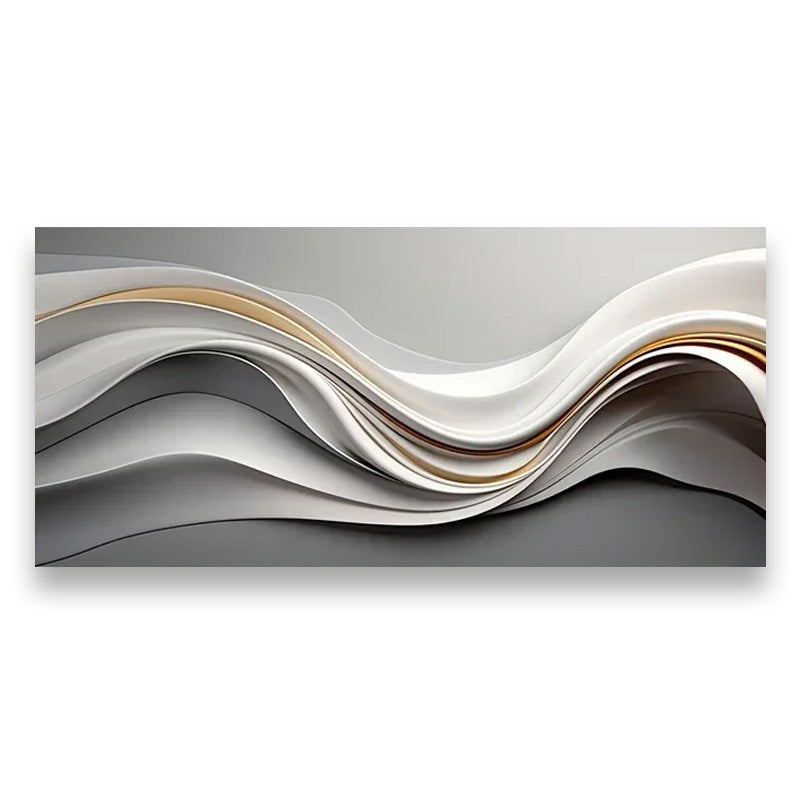 Grey Beige Minimalist Abstract Flowing Lines Wall Art Fine Art Canvas Prints - Modern Artwork For Living Room Above The Sofa Wide Art For Above The Bed