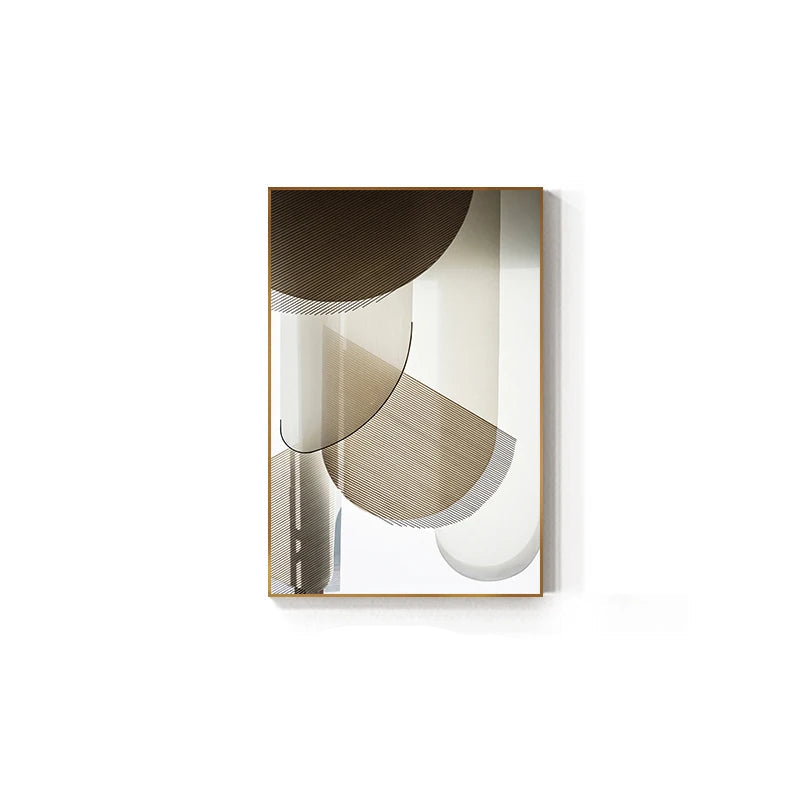 Modern Aesthetics Bronze Golden Geometry Abstract Wall Art Fine Art Canvas Print - Pictures For Living Room Dining Room Art For Contemporary Interiors