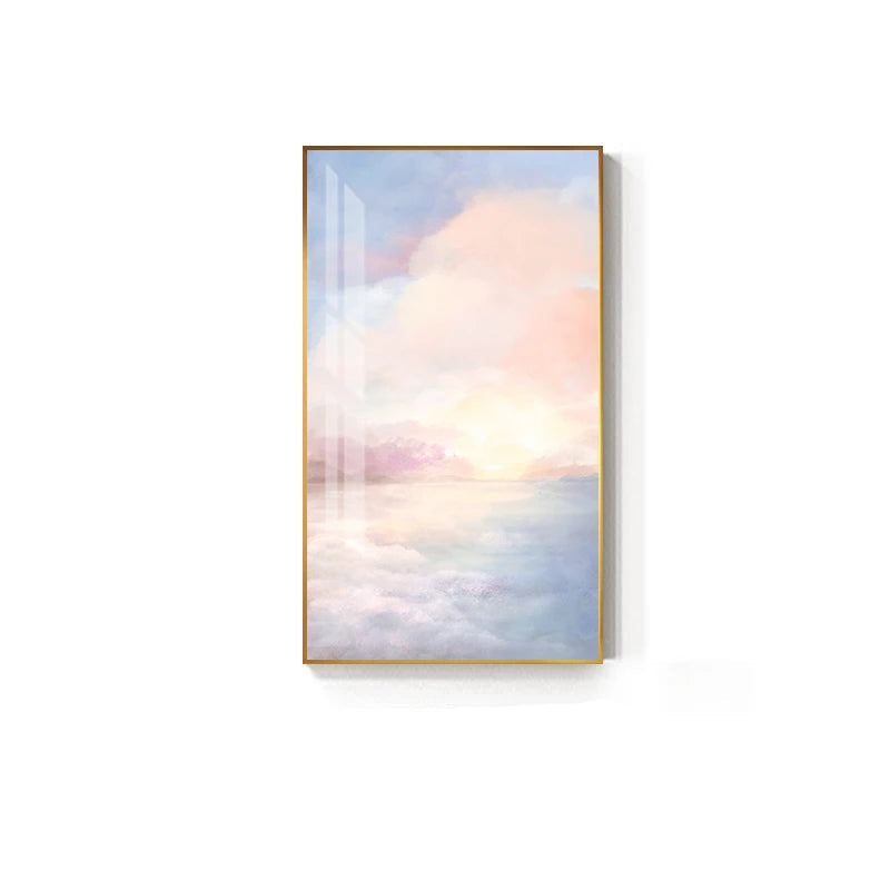 Pink Sky Seascape Wall Art Fine Art Canvas Prints - Modern Abstract Landscape Art For Living Room Dining Room Chic Art For Contemporary Interiors