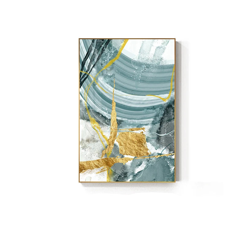 Modern Abstract Flowing Golden Jade Wall Art Fine Art Canvas Prints - Modern Art For Living Room Dining Room Bedroom Boutique Hotel Art For Contemporary Interiors