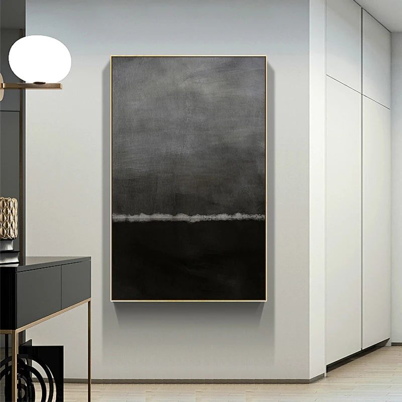 Bold Black Blue Minimalist Urban Abstract Wall Art Fine Art Canvas Prints - Modern Art For Living Room Dining Room Bedroom Art For Contemporary Interiors