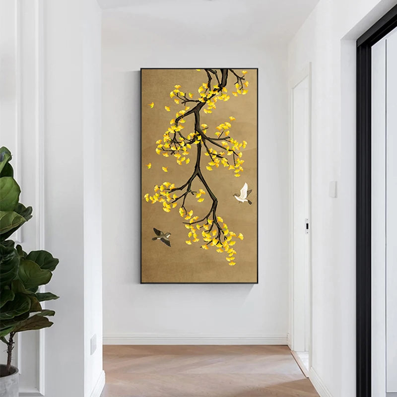 Oriental Blossom Floral Wall Art Fine Art Canvas Prints - Vintage Chinoiserie Pictures For Living Room Dining Room Bedroom Art Decor
