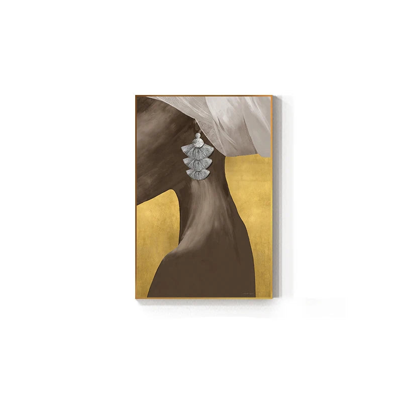 African Girl With Earring Wall Art Fine Art Canvas Prints - Modern Luxury Fashion Posters Pictures For Living Room Bedroom Contemporary Boutique Salon Art Decor