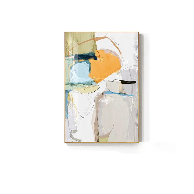 Nordic Color Chaos Abstract Wall Art Fine Art Canvas Prints - Art For Modern Apartment Living Room Hallway Foyer Art For Contemporary Interiors