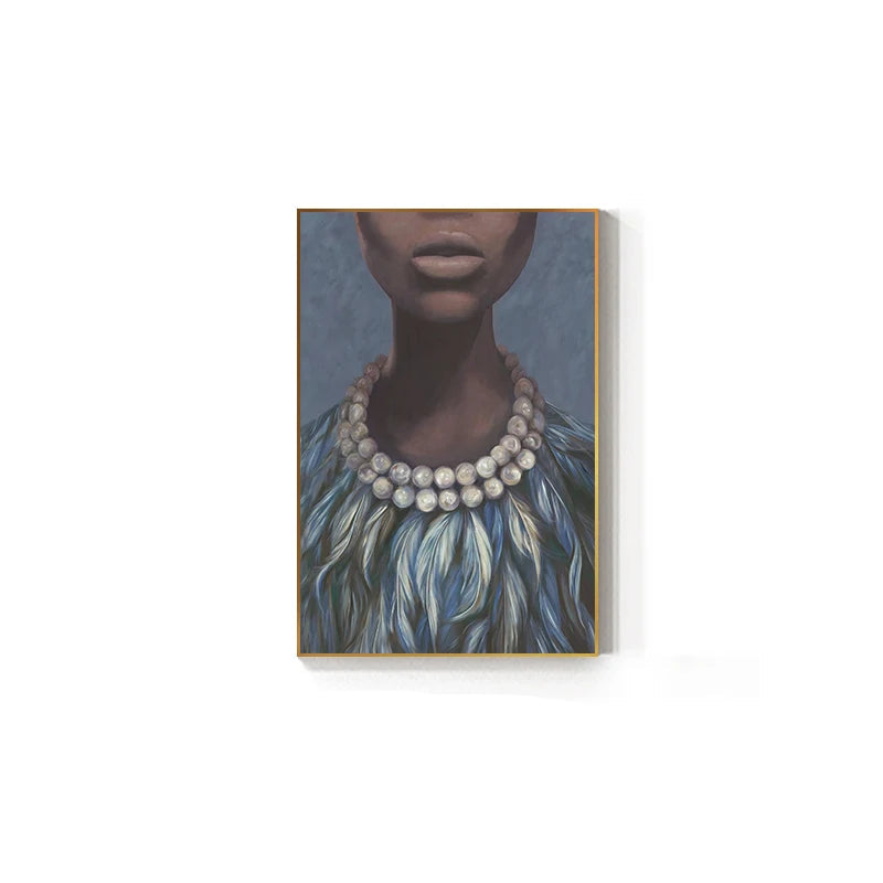 African Girl With Earring Wall Art Fine Art Canvas Prints - Modern Luxury Fashion Posters Pictures For Living Room Bedroom Contemporary Boutique Salon Art Decor