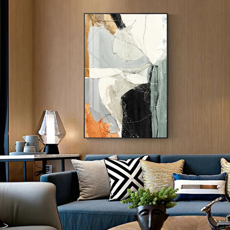 Nordic Color Chaos Abstract Wall Art Fine Art Canvas Prints - Art For Modern Apartment Living Room Hallway Foyer Art For Contemporary Interiors