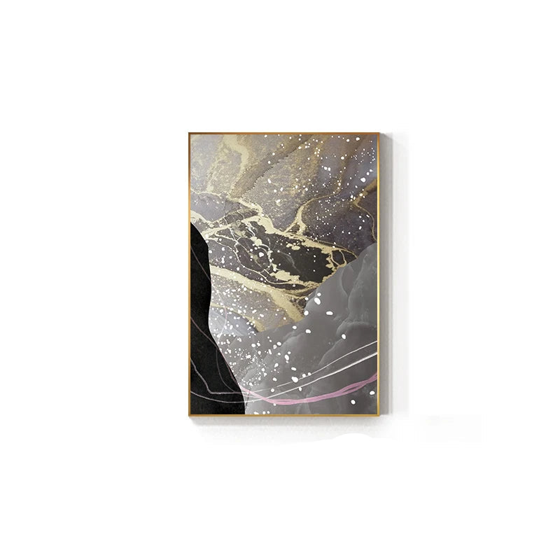 Nordic Abstract Golden Grey Green Geomorphic Marble Print Wall Art Fine Art Canvas Prints - Art For Modern Living Room Dining Room Meeting Room Boutique Hotel Art Decor